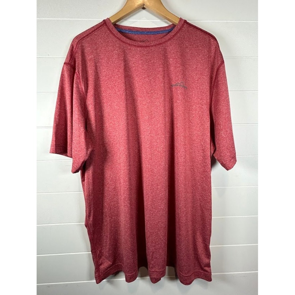 Eddie Bauer Mens XXL Red Heather Short Sleeve Performance T-Shirt Polyester